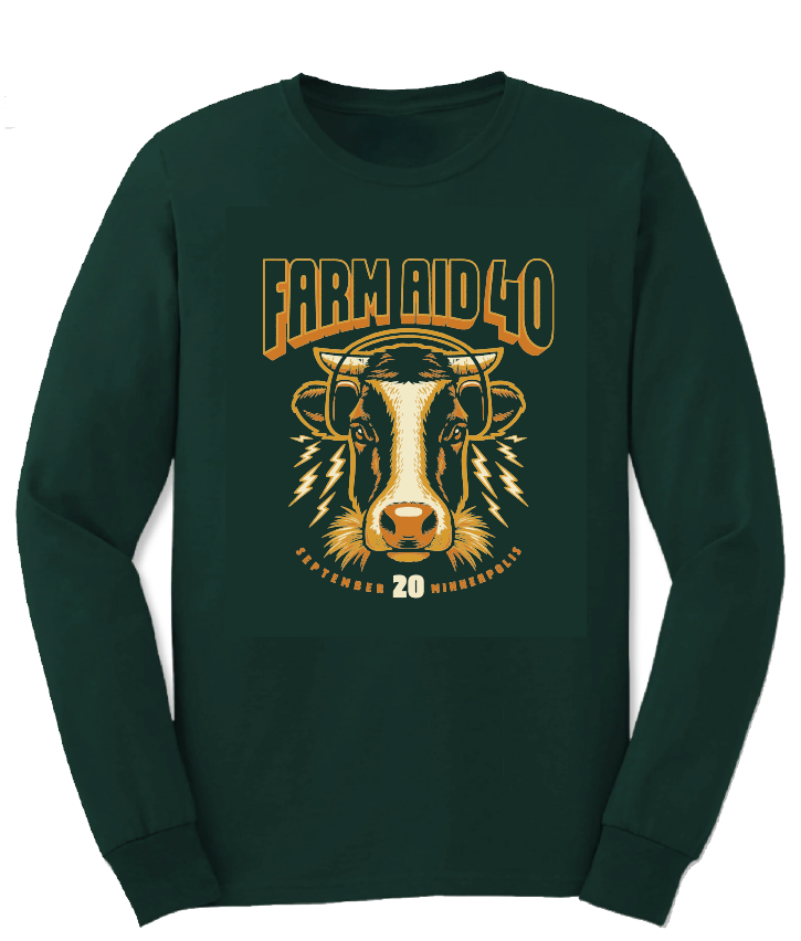 Farm Aid 40 Cow on Headphones Long Sleeve Shirt