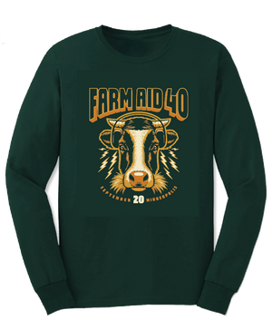Farm Aid 40 Cow on Headphones Long Sleeve Shirt