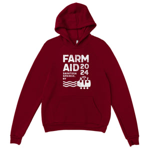 Farm Aid 2024 Distressed Logo Pullover Hoodie – Cranberry