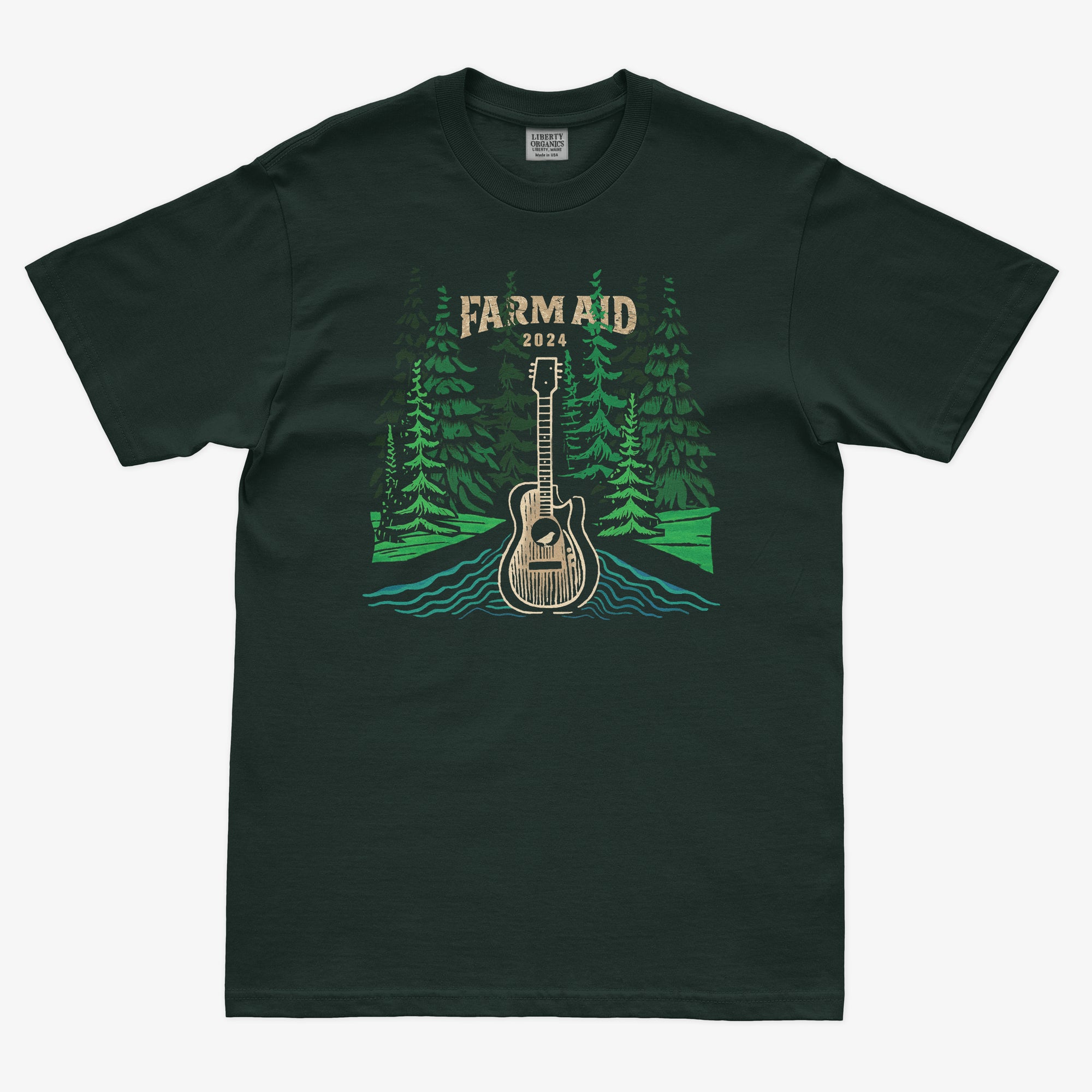 Farm Aid 2024 Wood Cut Tee – Forest Green