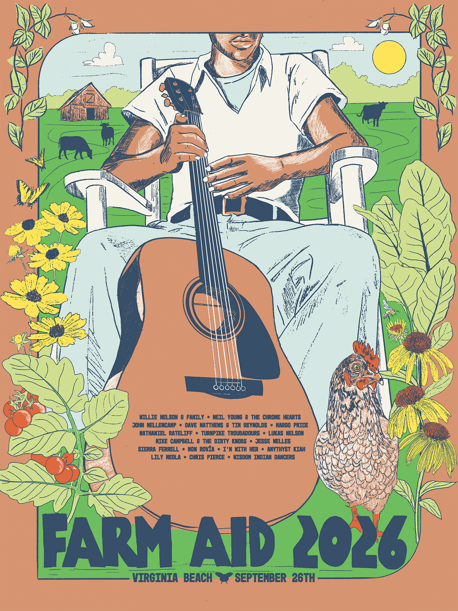 Farm Aid 2026 Farmhouse Strings Screenprint Poster