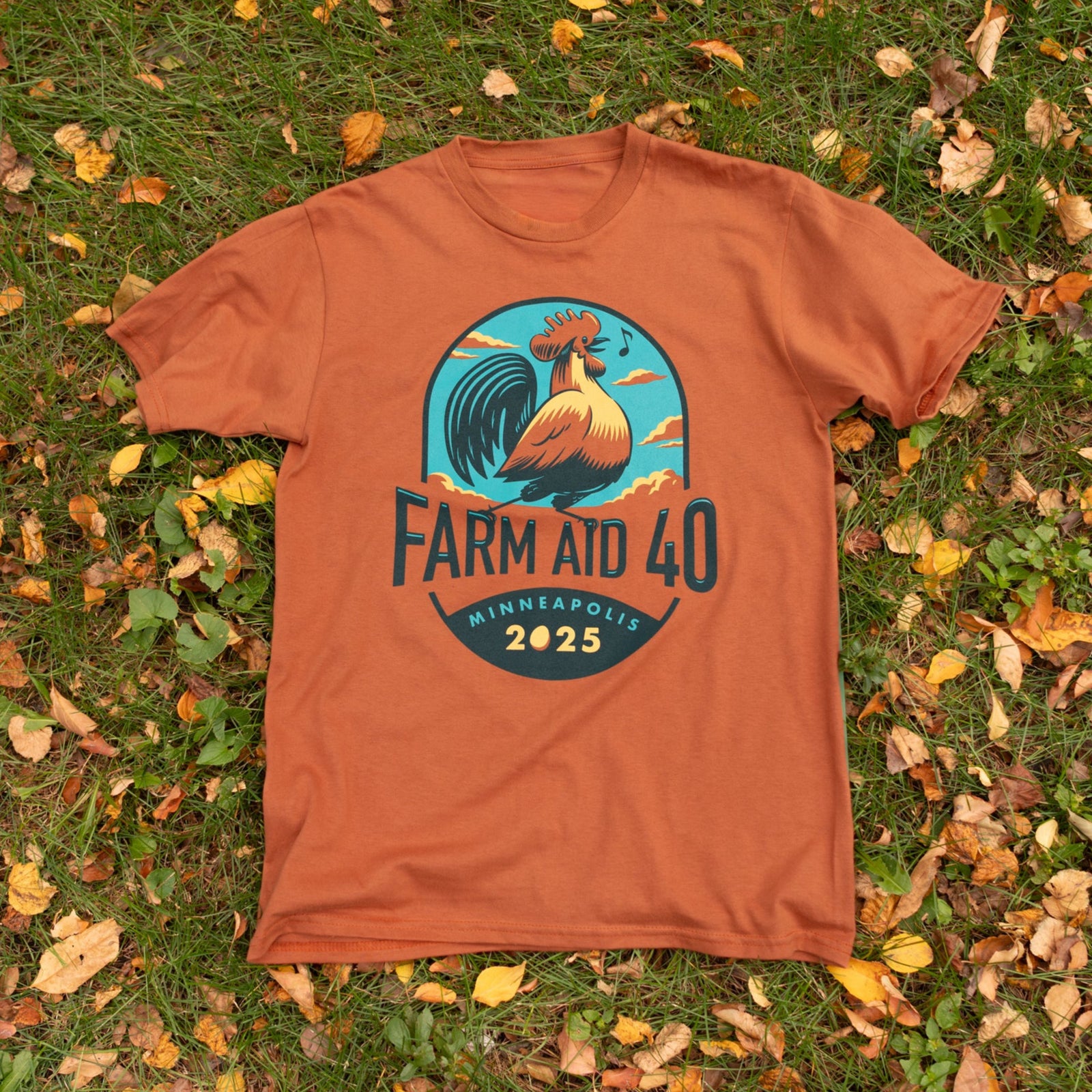 Farm Aid 40 Rooster Sings Organic Tee