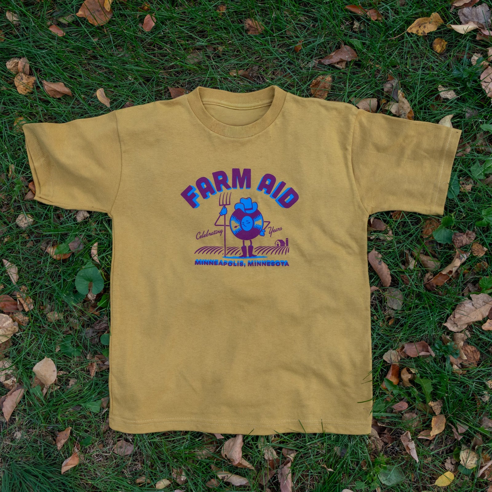 Farm Aid 40 Record Dude Kids Organic Tee