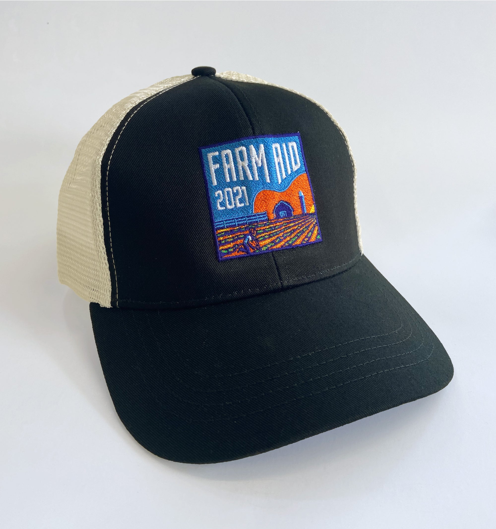 Farm Aid 2021 Concert Logo Trucker Hat - Black on Natural